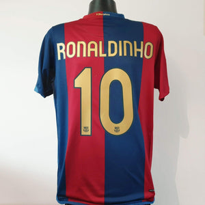 RONALDINHO 10 Barcelona Shirt - Large - 2006/2007 - Home Nike Unicef