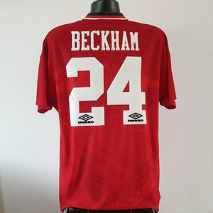 BECKHAM 24 Manchester United Shirt - Large - 1994/1996 -  Man U Jersey Umbro