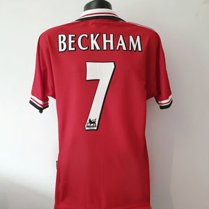 BECKHAM 7 Manchester United Shirt - Large - 1998/2000 -  Man U Jersey 99 Treble
