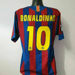 RONALDINHO 10 Barcelona Shirt - Large - 2005/2006 - Nike Home
