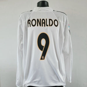 RONALDO 9 Real Madrid Shirt - Large - 2004/2005 - Long Sleeve Adidas Home